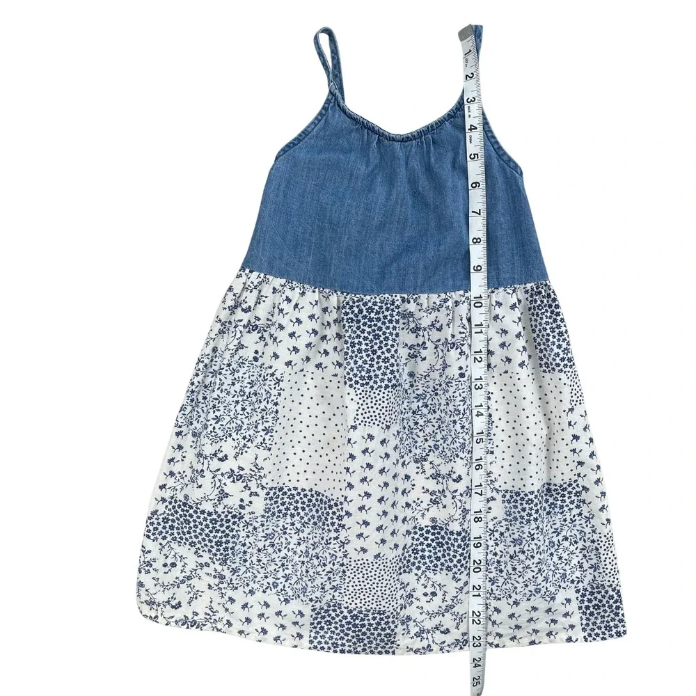 Oshkosh B'gosh Kids Girls Denim Patchwork Floral Dress Blue Size 4T